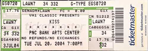 Ticket from San Diego, CA, USA 20 July 2004 show