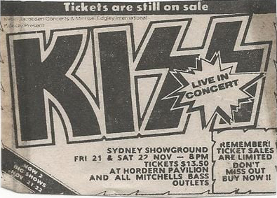Advert from 22 November 1980 show Sydney, Australia