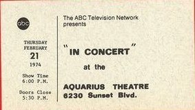 Ticket from Los Angeles, CA, USA 21 February 1974 show