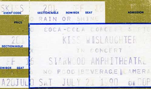 Ticket from Antioch (Nashville), TN, USA 21 July 1990 show