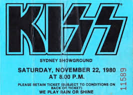 Ticket from 22 November 1980 show Sydney, Australia