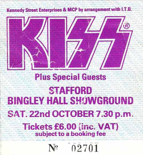 Ticket from Stafford, England 22 October 1983 show