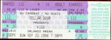 Ticket from Orlando, FL, USA 22 September 1996 show
