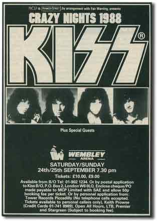 Advert from London, England 25 September 1988 show