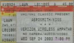 Ticket from Kansas City, KS, USA 24 September 2003 show