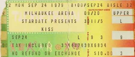 Ticket from Milwaukee, WI, USA 24 September 1979 show