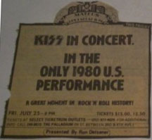 Advert from 25 July 1980 show New York, NY, USA