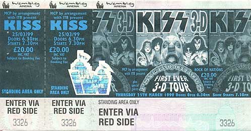 Ticket from London, England 25 March 1999 show