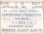 Ticket from Norman, OK, USA 25 November 1987 show