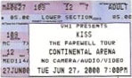 Ticket from East Rutherford, NJ, USA 27 June 2000 show