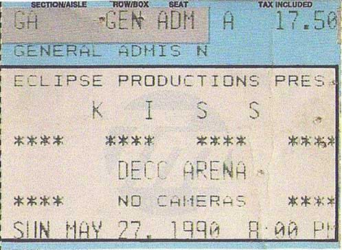 Ticket from Duluth, MN, USA 27 May 1990 show