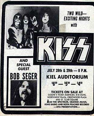 Advert from St Louis, MO, USA 28 July 1976 show