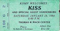 Ticket from Las Vegas, NV, USA 28 January 1984 show