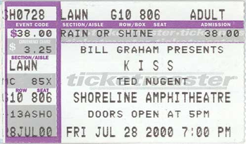 Ticket from Mountain View (San Jose), CA, USA 28 July 2000 show