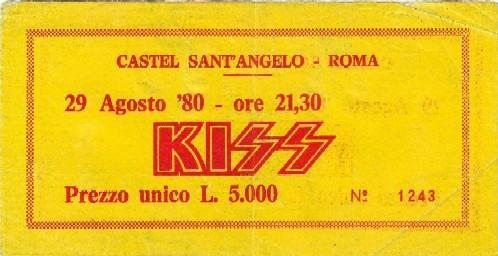 Ticket from Rome, Italy 29 August 1980 show