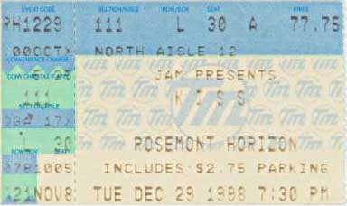 Ticket from Rosemont (Chicago), IL, USA 29 December 1998 show