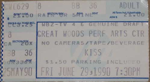 Ticket from Mansfield (Boston), MA, USA 29 June 1990 show