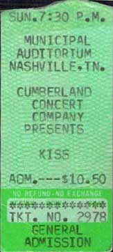 Ticket from Nashville, TN, USA 30 January 1983 show