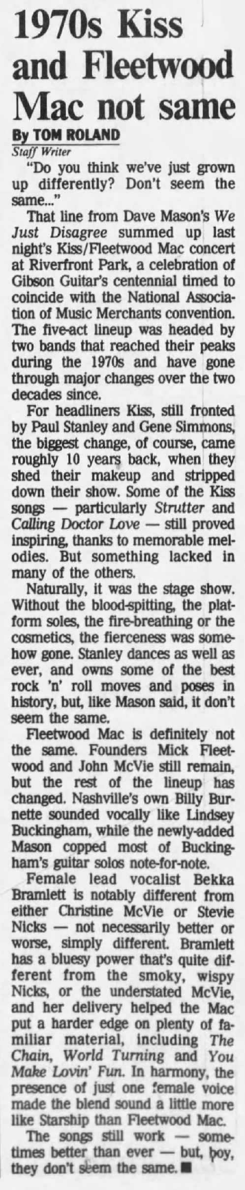 Review from Nashville, TN, USA 30 July 1994 show