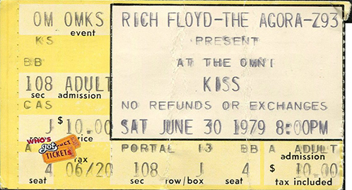Ticket from Atlanta, GA, USA 30 June 1979 show