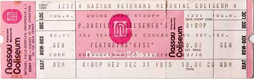 Ticket from Uniondale, NY, USA 31 December 1975 show
