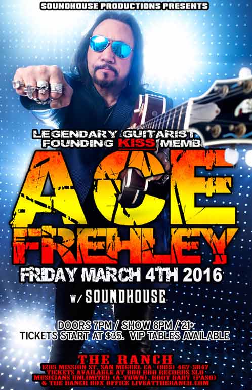 Poster from Ace Frehley San Miguel, CA, USA 04 March 2016 show