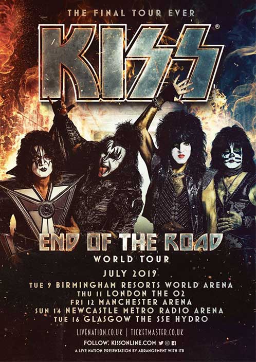 Poster from Kiss Manchester, England 12 July 2019 show