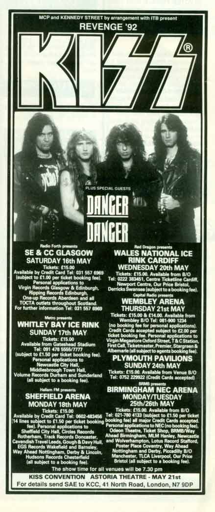 Advert from Cardiff, Wales 20 May 1992 show