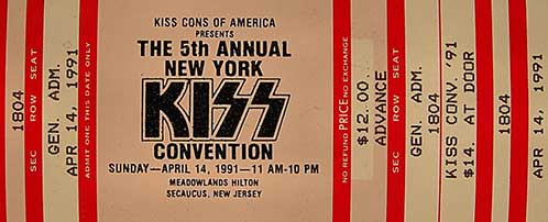 Ticket from Peter Criss All Star Jam @ Kiss 5th Annual NY Convention Secaucus, NJ, USA 14 April 1991 show