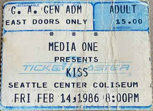Ticket from Seattle, WA, USA 14 February 1986 show